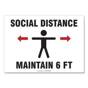 Accuform MGNF544VPESP Sign,social Distance 7x10