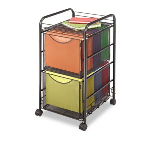 Safco SAF 5212BL Safco Onyx Double Mesh Mobile File Cart - 2 Shelf - 2