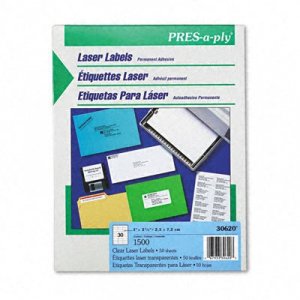 Avery 30620 Pres-a-ply 1 X 2 58 Clear Laser 30 Labelssheet (50 Sheetsb