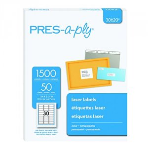 Avery 30620 Pres-a-ply 1 X 2 58 Clear Laser 30 Labelssheet (50 Sheetsb