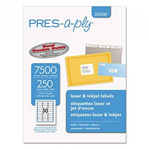 Avery AVE 30606 Pres-a-ply 1 X 2 58 White Laser 30 Labelssheet (250 Sh