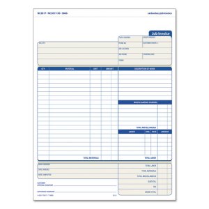 Tops TOP 3866 Tops Three-part Carbonless Job Invoice Forms - 3 Partcar