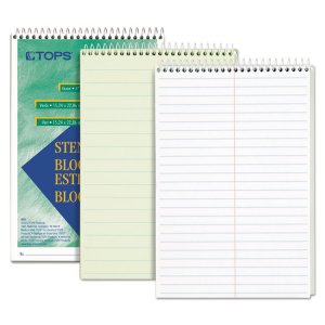 Tops TOP 8021 Tops Green Tint Steno Books - 80 Sheets - Wire Bound - R