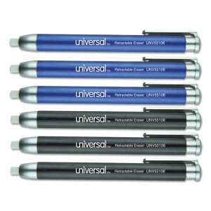 Universal UNV55106 Eraser,retrctbl,6pk,ast