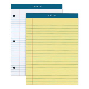 Tops TOP 63387 Tops Perforated 3 Hole Punched Ruled Docket Legal Pads 