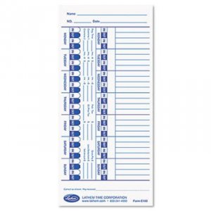 Lathem E100 Universal Time Cards - 100 Sheet(s) - 4 X 9 Sheet Size - W