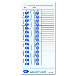 Lathem E100 Universal Time Cards - 100 Sheet(s) - 4 X 9 Sheet Size - W