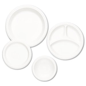 Tablemate TBL 9644WH Tablemate Party Expressions Plastic Plates - Whit