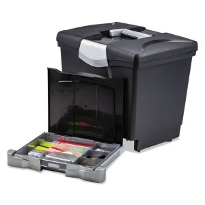 Storex STX 61523U01C Portable File Box With Drawer - External Dimensio