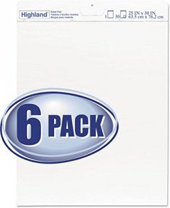 3m 540-6PK Easel Pad White 25 In X 30 In