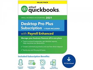 Intuit 608335 , Quickbooks Desktop Pro Plus W Enh Payroll 2021 Retail 