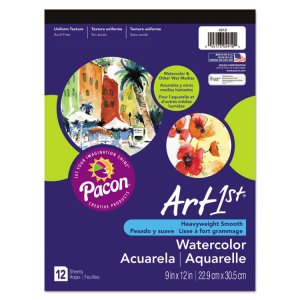 Pacon 4910 Ucreate Watercolor Pad - 12 Sheets - 9 X 12 - White Paper -