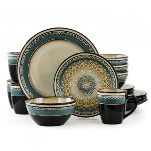 Gibson 123379.16 Elite Amberdale 16 Piece Stoneware Dinnerware Set In 