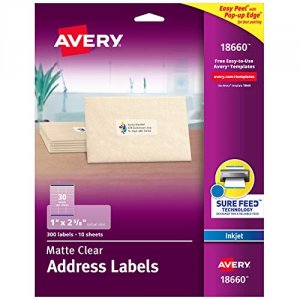 Avery AVE 18660 Averyreg; Matte Clear Address Labels - Sure Feed Techn