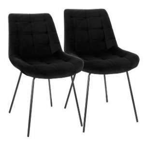 Elama ELM-799-18-BLACK 2 Piece Tufted Chair In Black With Metal Legs