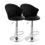 Elama ELM-749-BLK Faux Leather Tufted Bar Stool In Black With Chrome B