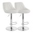 Elama ELM-704C-WHT 2 Piece Diamond Stitched Faux Leather Bar Stool In 