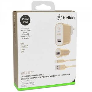 Belkin F8J175DQ04 Mixit Home + Car Charge Kit (lightning)(gold) - Kit 