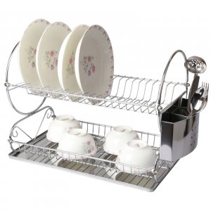 Megachef DR-118 16 Inch Two Shelf Dish Rack With Easily Removable Drai