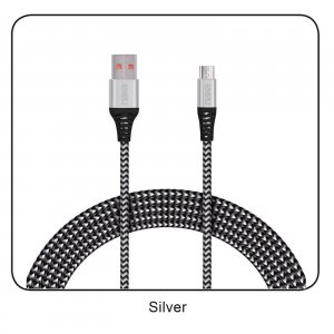 Naxa NAC-301-3FSILVER 3 Ft. Fast Charge And Sync 2-tone Braided Micro 