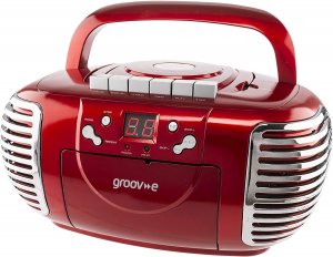 Sylvania SRCD212-RED Retro Prtbl Cd Bmbox Red