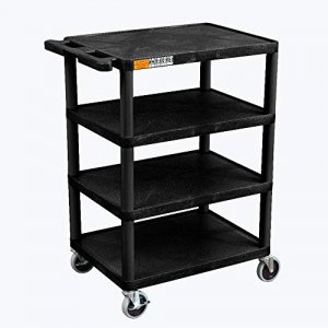 Luxor BC45-B Four Flat Shelf Black Utility Cart