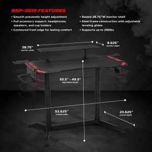 Ofm RSP-3010-RED Respawn Height Adjust Gaming Desk Red