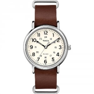 Timex T2P495JV Weekender 40 Slip Thru Leather Strap Watch - Brown