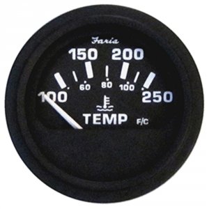 Faria GP0633B 2 Heavy-duty Water Temperature Gauge (100-250f) - Black 