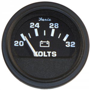 Faria VP0129B 2 Heavy-duty Voltmeter (14-32 Vdc) - Black Bulk Case Of 