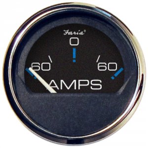 Faria 13736 Chesapeake Black 2 Ammeter Gauge (-60 To +60 Amps)