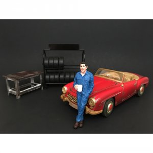 American 77445 Mechanic Larry Taking Break Figure For 1:18 Scale Model