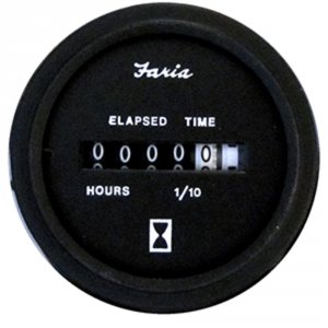 Faria MH0042B Heavy-duty 2 Hourmeter (10,000 Hours) (12-32 Vdc) - Blac