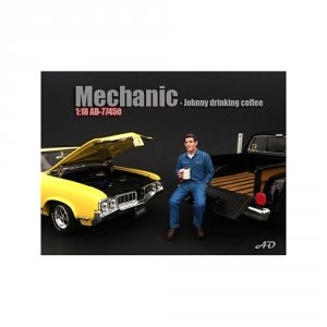 American 77450 Mechanic Johnny Drinking Coffee Figurine  Figure For 1: