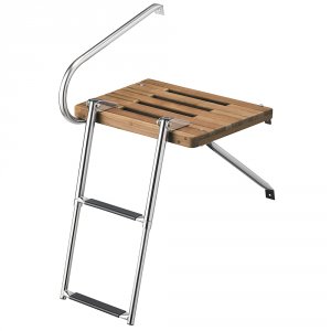 Whitecap 68900 Teak Swim Platform W2-step Telescoping Ladder Fboats Wo