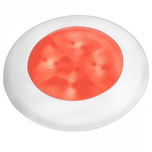 Hella 980508241 Red Led Round Courtesy Lamp - White Bezel - 24v