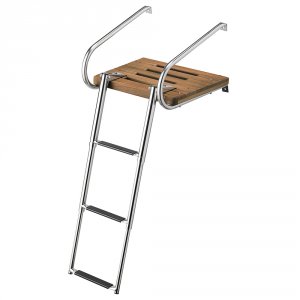 Whitecap 68906 Teak Swim Platform W3-step Telescoping Ladder Fboats Wi