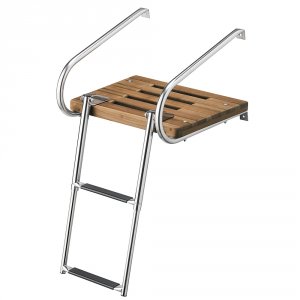 Whitecap 68904 Teak Swim Platform W2-step Telescoping Ladder Fboats Wi