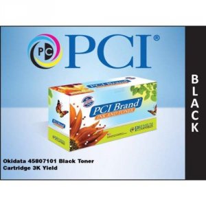 Pci 45807101-PCI Okidata 45807101 Black Toner Ctg 3k