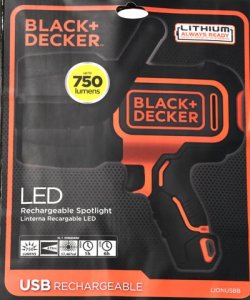 Black SLV2B Black+decker(tm)  10-watt Led Li-ion Rechargeable Spotligh