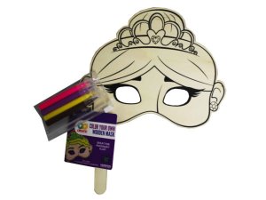 Bulk CS161 Horizon Diy Princess Wood Mask With Colored Markers