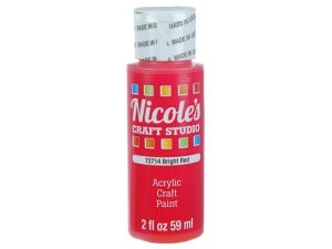 Bulk CH701 Nicoles 2 Oz Acrylic Craft Paint In Bright Red