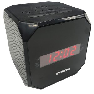 Sylvania SCR1420-BLACK Cube Clk Rdio