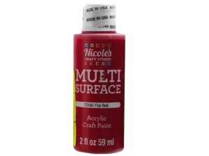 Bulk CH743 Nicoles 2 Oz Acrylic Multi Surface Craft Paint In Fire Red