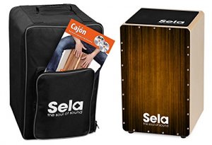 Sela SE123ES Varios Cajon Blue Bundle With Bag, Cajon Pad  Spanish Dvd