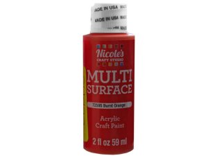 Bulk CH733 Nicoles 2 Oz Acrylic Multi Surface Craft Paint In Burnt Ora