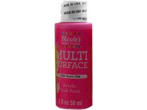 Bulk CH741 Nicoles 2 Oz Acrylic Multi Surface Craft Paint In Electric 