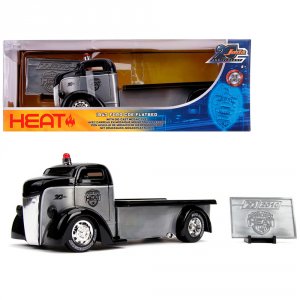 Jada 31072 1947 Ford Coe Flatbed Tow Truck Raw Metal And Black Heat Ja