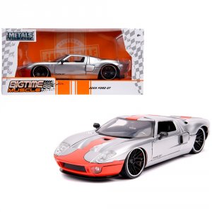 Jada 31324 2005 Ford Gt Silver With Orange Stripe Bigtime Muscle 124 D