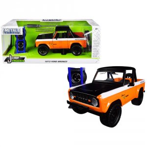 Jada 31058 1973 Ford Bronco Metallic Orange And Matt Black Kc Hilites 